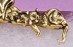 Vintage Witchy Cat Brooches Lot 5 MCM Mini Kitten Cat Moon Hanging Pin Halloween