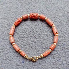Italy Coral Bracelet 100% Natural Coral Handmade Bracelet Coral Gemstone Jewelry