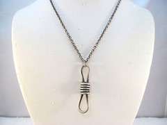 Unisex Vintage Pewter Knotted Rope Pendant Necklace
