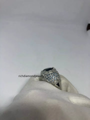 Huge Great Color Blue Topaz Stone 14.99CT With Small Topaz 925 Silver Women Ring