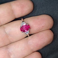 Vintage Platinum Engagement Ring 2.30ct. Natural Burma Oval Ruby AGL CERT