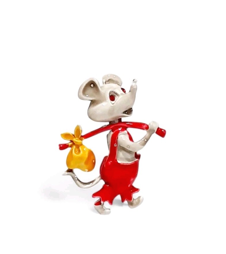 Vintage Unsigned Enamel Hobo Mouse Pin Brooch SEE DESCRIPTION Free Ship!