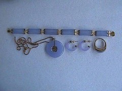14k Yellow Gold Lavender Bracelet, Ring, Earrings & Necklace Set