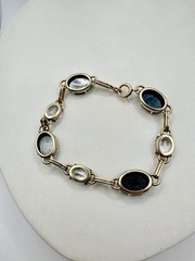 Antique Old VTG Gold Filled Tennis Bracelet White Topaz? Estate Sale Rare Read