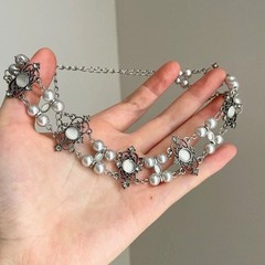 Vintage Pearl Baroque Choker/Retro Chain Necklace