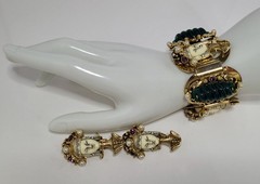 Selro Selini Asian Princess Bracelet + Earrings Set wide panel vintage rare