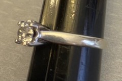 Antique 14K Mine Cut Diamond Ring White Gold 1/2ct Solitaire Art Deco size 9.25