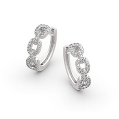 Cuban Link Huggie Women Earrings 2.0 Ct Lab Created Diamond 14K White Gold