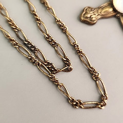 Vintage Cross Necklace Carole Opalite Antiqued Gold Tone 28″