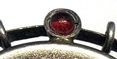 K17 1880-1920 ANTIQUE BROOCH Silver 835 Sapphire & Garnet 27 mm 1.1 Inches WW1