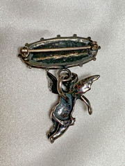 Exceptionally Rare T Foree Sterling Silver “BABY” Angel Cherub Victorian Brooch