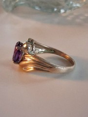 Vintage Oval Cut Amethyst Cocktail Band Ring Size 7 Sterling Silver