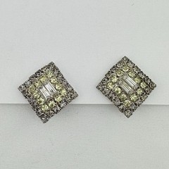 Vintage Clear Rhinestone Clip-on Earrings Signed Hobe