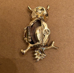 Vintage Signed Gerry’s Gold Tone Brown Cabochon Rhinestone Owl Brooch Pin 1 1/4″