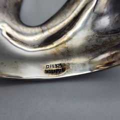DELL Bead Modernist Abstract – Sterling Silver 925 Wide Cuff Bangle – 6.8″