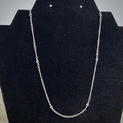 VINTAGE Sterling Silver & Hematite Bead Necklace 16” 925 Station Necklace 1990s