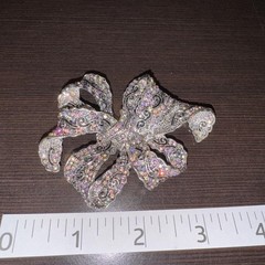 Fabulous Bow shaped Vintage Rhinestone Brooch Heavy Approx 3.5 Inches ?Marked