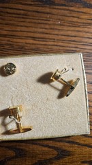Vintage Peters .38 Special Bullet Cufflinks & Tie Tack Set Walnut & Brass Specia