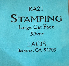 Vintage Silver Stamping of a Large Cat Face 1.5″ Figural Vintage