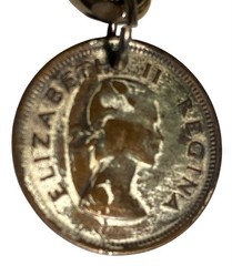 Vintage 1960″s British Coin Charm Bracelet Gold Tone Link Chain 9 Charms 6″