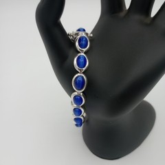 FAS DESIGNER Sterling Silver Blue Lapis Stone Bracelet Vintage Fashion Jewelry