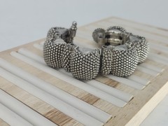 Antique Rajasthan Tribal Sterling Silver Granulated Bracelet 290g Handmade 6.75