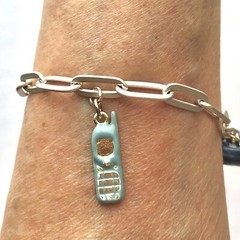 Charm Bracelet Cell Phone Computer Car IT Gift 80s 90s Whimsical Jewelry 7.5”