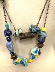 One of A Kind Chloé Paris Signed Runway Ceramic Art Statement Necklace