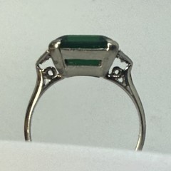 Antique American Art Deco 30s White Gold Natural Diamond Ring 3.6 Gram Size 6.25