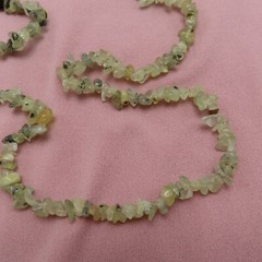 Prehnite Gemstone Necklace Green Chip Beads 34 inch Nuggets Strand JTV 610c