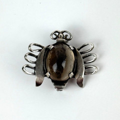 Vintage 935 Silver Jelly Belly Bee Bug Insect Pin Brooch Gray Clear Lucite Belly