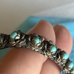 Vintage Native American Style Childs Turquoise Flower Cuff Bracelet
