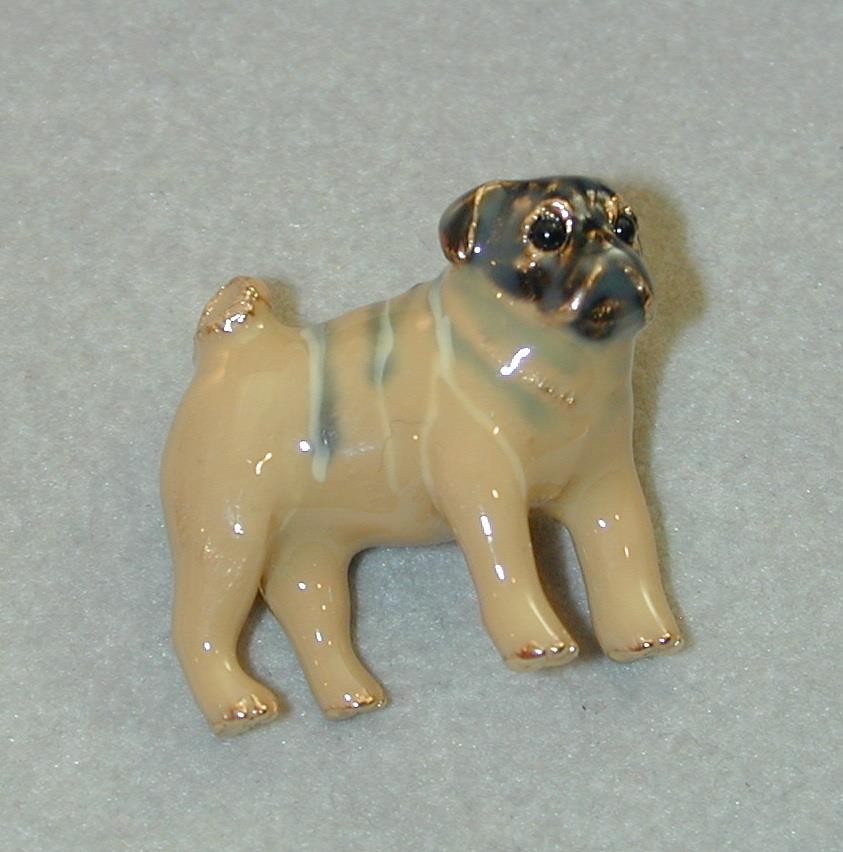 Vintage Erwin E Pearl Gold Tone Enamel PUG Dog Pin