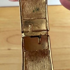 MONET Original Vintage Signed Designer MCM Modern Brush Gold Cuff Bracelet