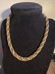 RARE VINTAGE SIGNED MONET THICK GOLD TONE BRAIDED NECKLACE Lovely Old Pawn J