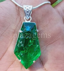 60.35 Ct Natural Green Emerald Fancy Shape 925 Sterling Pendant Free Chain 6AGW