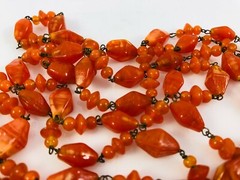 Vintage Art Deco Flapper Czechoslovakia Art Glass Burnt Orange Beaded Necklace