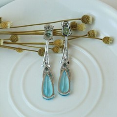 5.50Ct Pear Cut Lab-Created Aquamarine Party Drop Earrings 14K White Gold Plated