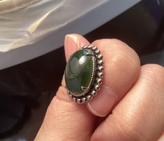Vintage Sterling Silver Green Onyx Pebbled Screw Back Signed JJJ Earrings