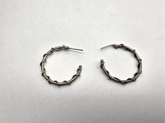 Silver Tone Metal Wire Wrapped Open Ended Hoop Pierced Earrings Vintage