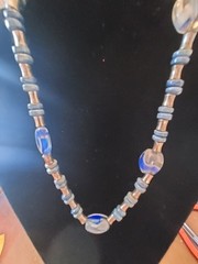 Beautiful Vintage Glass Blue & White Necklace