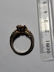 Vintage Promise Ring Imitation Gemstones Peach Solitaire Clear Accents Size 8