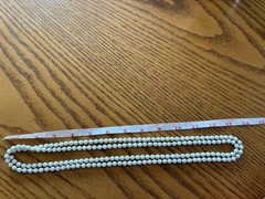 Vintage White Milk Glass Knotted Flapper Opera Strand Necklace – 54″