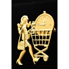 Danecraft Vintage Mother’s Day Pin Brooch Mom On Go Baby Shopping Cart NOS BinA9