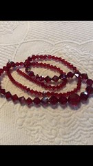 Woman’s Vintage Red Aurora Crystal Necklace Restrung 28 Inch