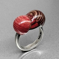 Vtg PETER CHATWIN British Modernist Contemporary STERLING WOOD RING 1980 Signed