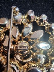 Vintage Eisenberg Amber Rhinestone Brooch Gold Tone