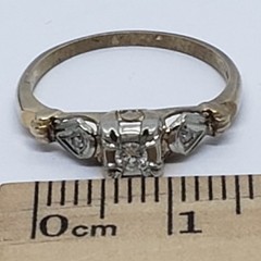 Vintage 14 KT Yellow & White Gold Estate Natural Diamond Promise RING US Size 5