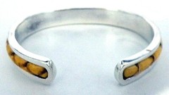 BRACELET STERLING SILVER REAL YELLOW SNAKE SKIN INLAID CUFF APPROX 7/16″ WIDE #1
