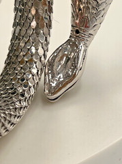 Vtg Whiting & Davis Mesh Snake Bracelet, Triple Coil